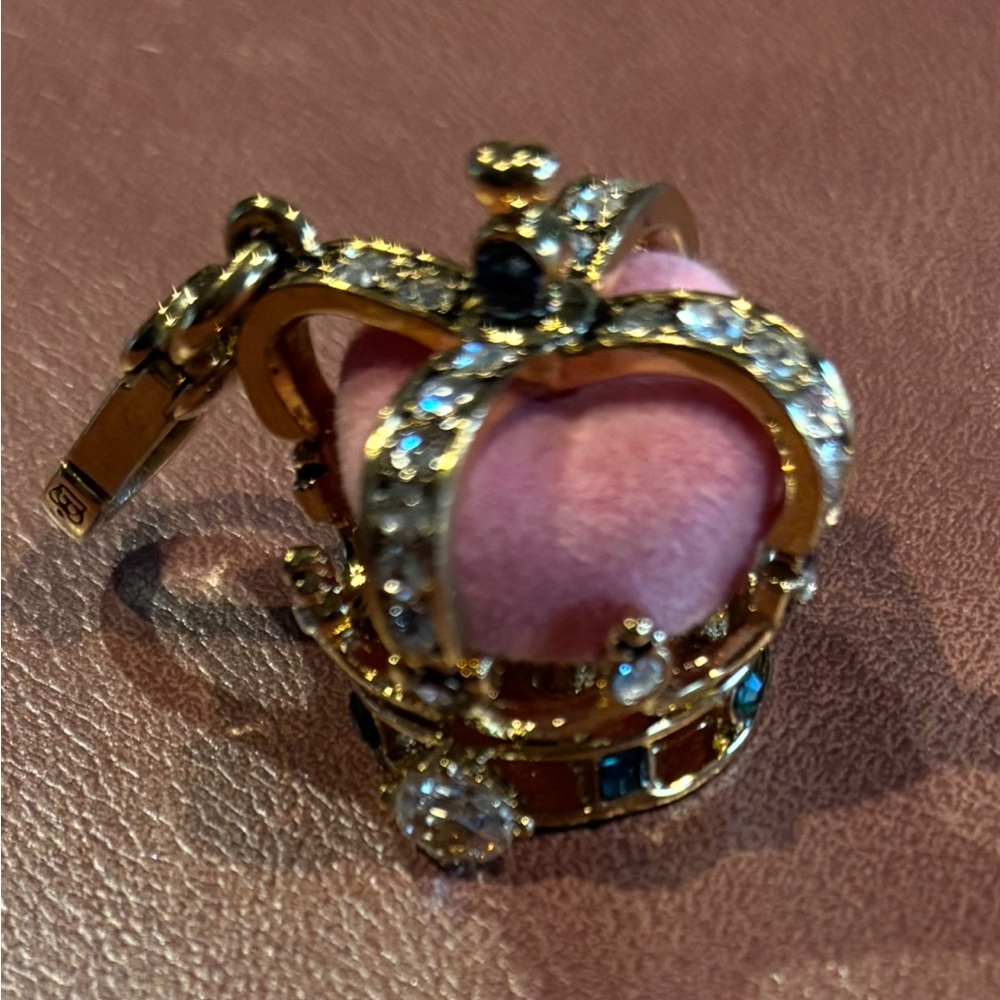 Juicy Couture Gold and Pink Crown Brooch